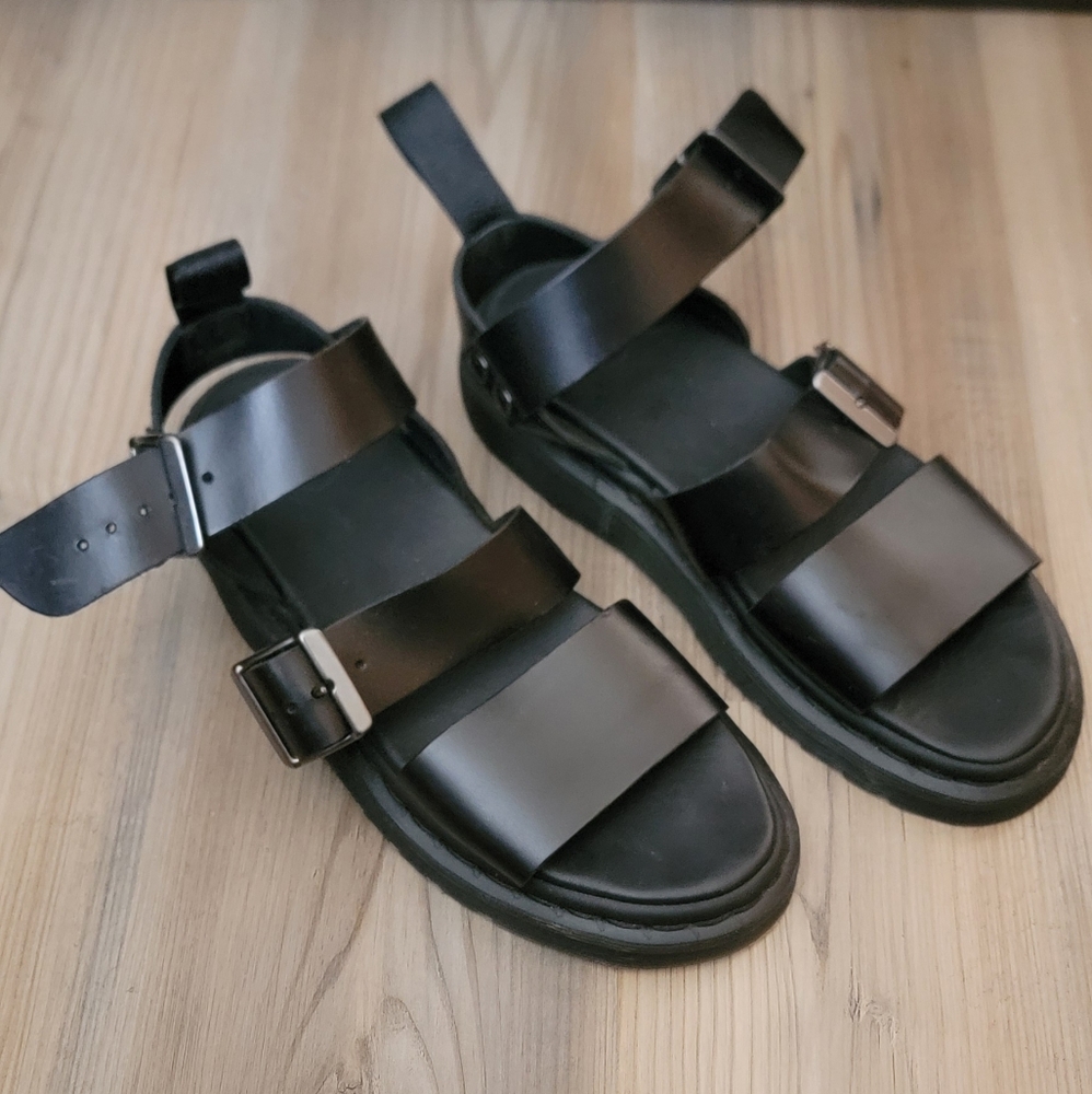 Dr. Martens Black Strappy Sandals with Buckles